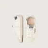 Junior Super-Star con stella glitterata dorata e linguetta sul tallone in pelle metallizzata argento