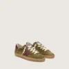 Junior Super-Star in pelle scamosciata verde militare con stella in pelle bordeaux e linguetta sul tallone