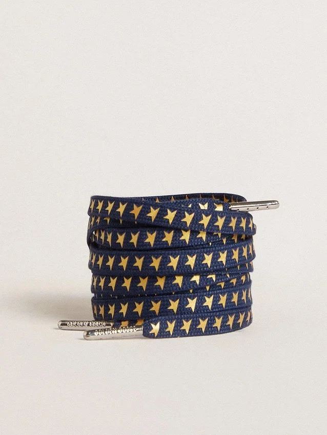 Lacci blu navy con stelle dorate a contrasto