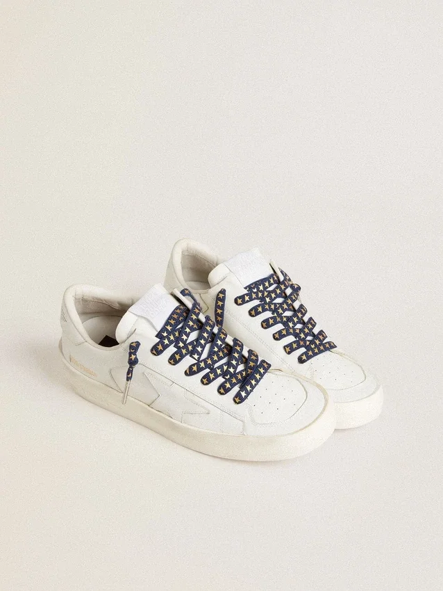 Lacci blu navy con stelle dorate a contrasto