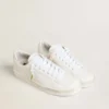 Lacci in cotone bianco con logo dorato a contrasto