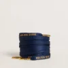 Lacci in cotone blu con logo a contrasto color oro