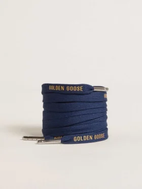 Lacci in cotone blu navy con logo dorato a contrasto
