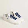 Lacci in cotone blu navy con logo dorato a contrasto