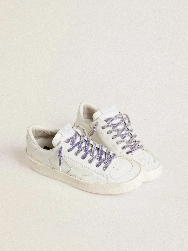 Lacci in cotone color viola invecchiato con puntale con logo