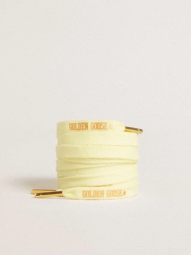 Lacci in cotone giallo con logo a contrasto color oro