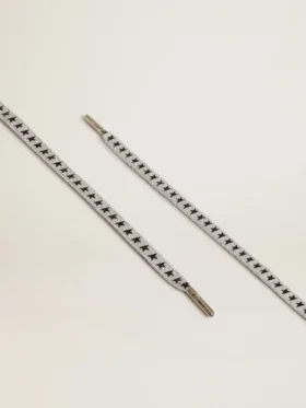 Lacci in cotone grigio ghiaccio con stelle nere a contrasto