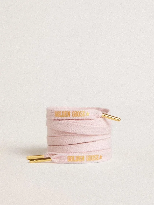 Lacci in cotone rosa con logo a contrasto color oro