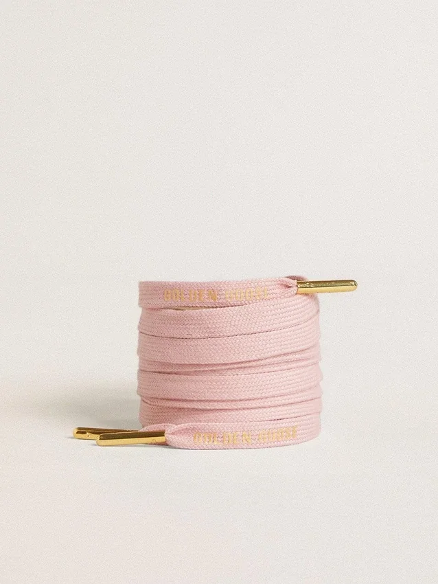 Lacci in cotone rosa con logo dorato a contrasto