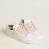 Lacci in cotone rosa con logo dorato a contrasto
