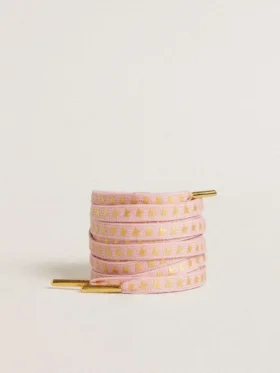 Lacci in cotone rosa con stelle dorate a contrasto
