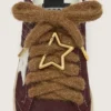Lacci in lana color marrone “Pellami” con moschettone a forma di stella dorata