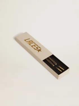 Lacci in lurex grigio scuro con stelle dorate a contrasto