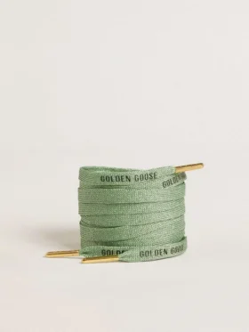 Lacci in lurex verde acqua con logo nero a contrasto
