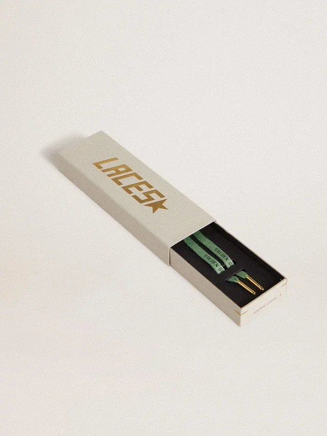 Lacci in lurex verde acqua con logo nero a contrasto