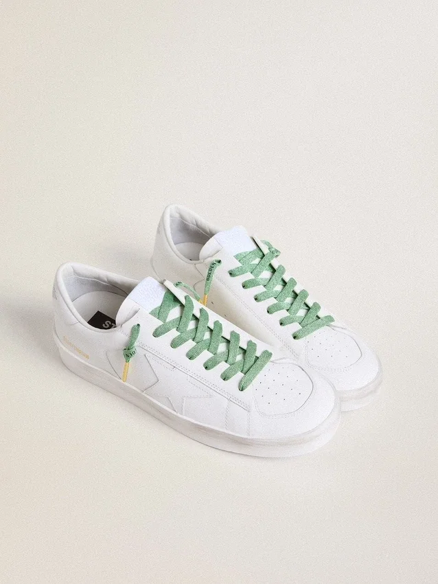 Lacci in lurex verde acqua con logo nero a contrasto