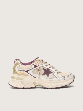 Lightstar CNY da donna in rete bianca e pelle con stella in TPU rosso vino