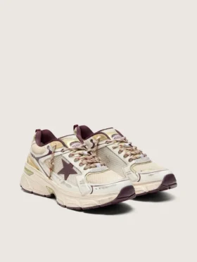 Lightstar CNY da uomo in mesh bianco e pelle con stella in TPU rosso vino