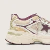 Lightstar CNY da uomo in mesh bianco e pelle con stella in TPU rosso vino