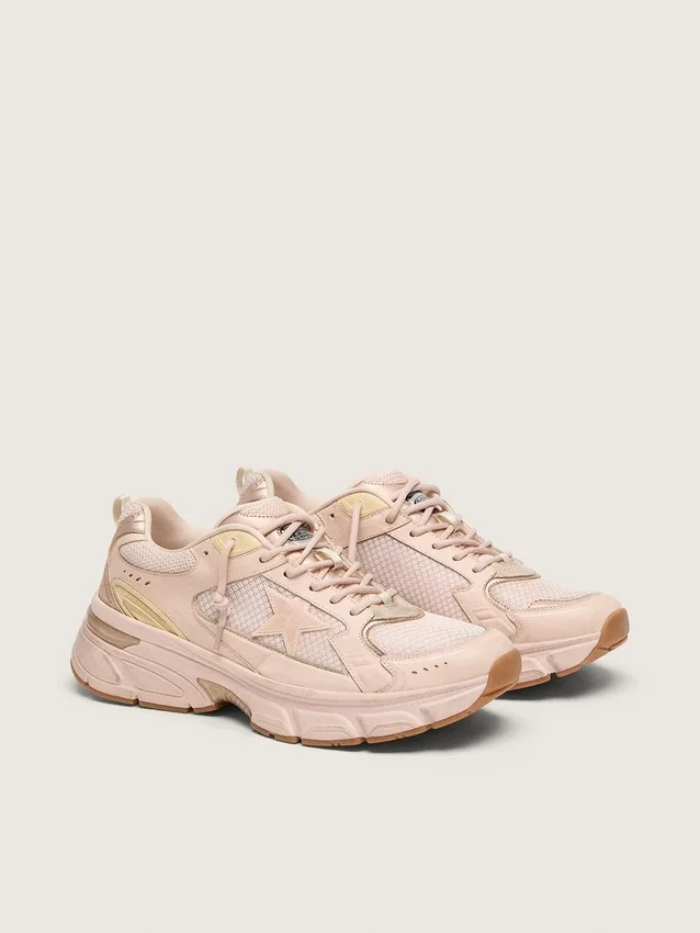 Lightstar da donna con tomaia in pelle rosa e mesh e stella rosa