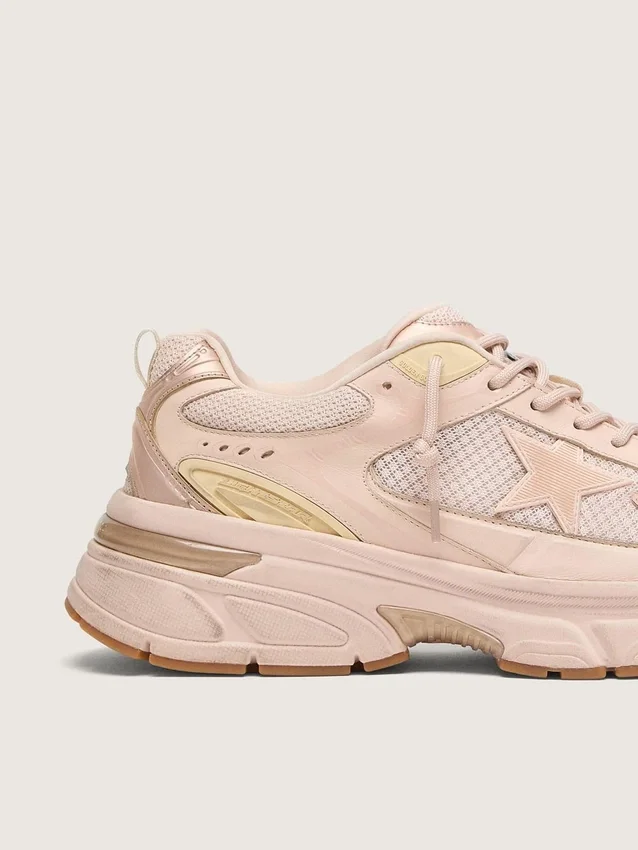Lightstar da donna con tomaia in pelle rosa e mesh e stella rosa
