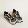 Lightstar da donna in pelle bianca e rete nera con stella in TPU nera