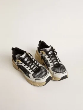 Lightstar da donna in pelle bianca e rete nera con stella in TPU nera