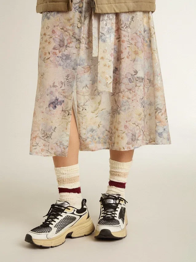 Lightstar da donna in pelle bianca e rete nera con stella in TPU nera