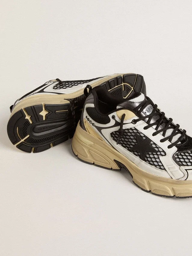 Lightstar da donna in pelle bianca e rete nera con stella in TPU nera