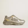 Lightstar da donna in pelle metallizzata e rete argentata con stella grigia