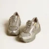 Lightstar da donna in pelle metallizzata e rete argentata con stella grigia