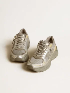Lightstar da donna in pelle metallizzata e rete argentata con stella grigia