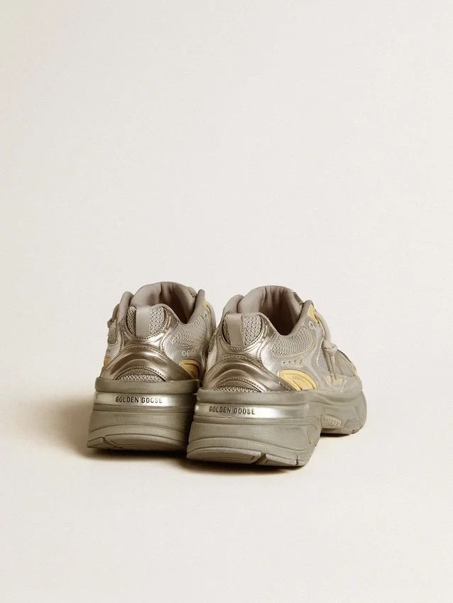 Lightstar da donna in pelle metallizzata e rete argentata con stella grigia