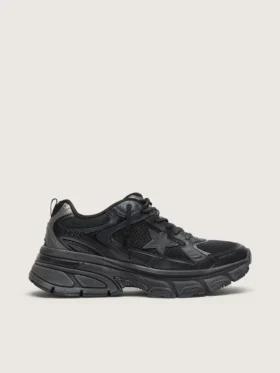 Lightstar da uomo con tomaia in pelle nera e mesh e stella nera
