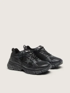 Lightstar da uomo con tomaia in pelle nera e mesh e stella nera