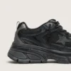 Lightstar da donna con tomaia in pelle nera e rete e stella nera