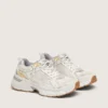 Lightstar da uomo in pelle bianca e mesh con stella in effetto consumato