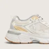 Lightstar da uomo in pelle bianca e mesh con stella in effetto consumato