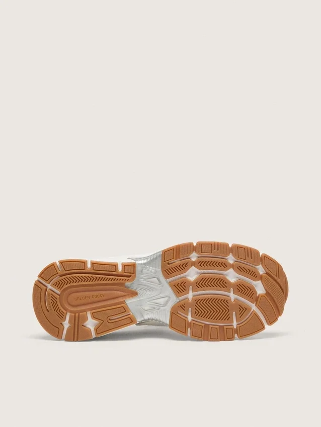 Lightstar da uomo in pelle bianca e mesh con stella in effetto consumato