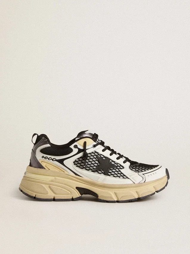 Lightstar da uomo in pelle bianca e rete nera con stella in TPU nera