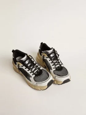 Lightstar da uomo in pelle bianca e rete nera con stella in TPU nera