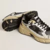 Lightstar da uomo in pelle bianca e rete nera con stella in TPU nera