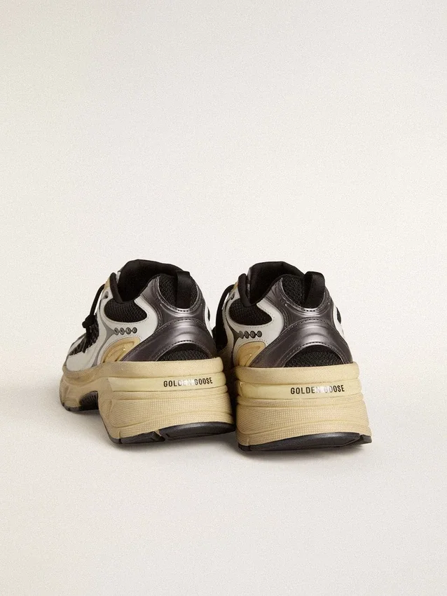 Lightstar da uomo in pelle bianca e rete nera con stella in TPU nera