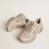 Lightstar da uomo in pelle grigio tortora e rete con stella in TPU beige