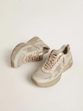 Lightstar da uomo in pelle grigio tortora e rete con stella in TPU beige