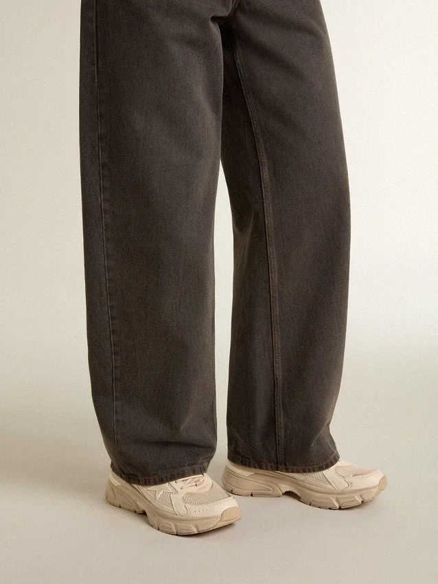Lightstar da uomo in pelle grigio tortora e rete con stella in TPU beige
