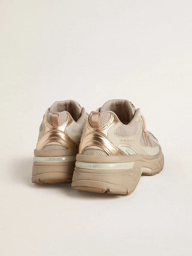 Lightstar da uomo in pelle grigio tortora e rete con stella in TPU beige
