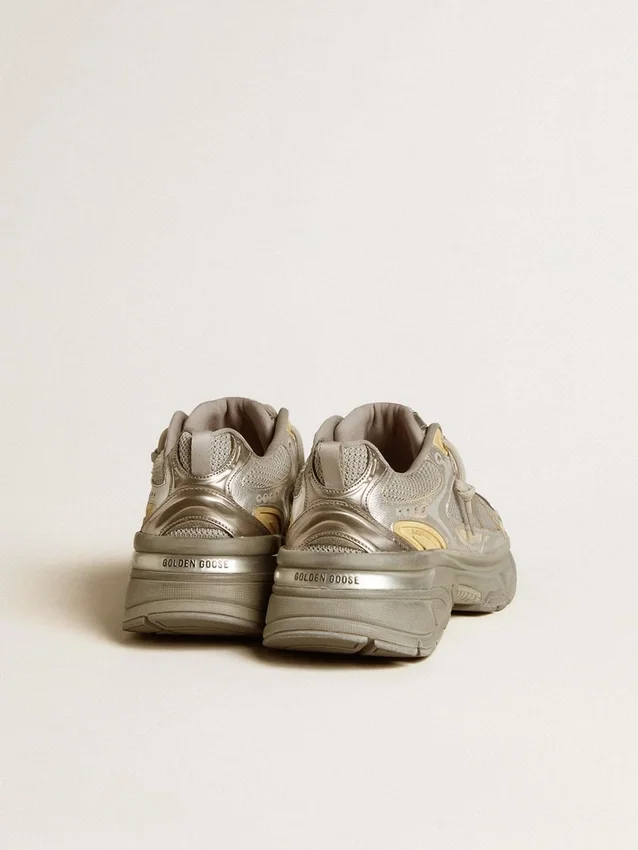 Lightstar da uomo in pelle metallizzata e rete argentata con stella grigia