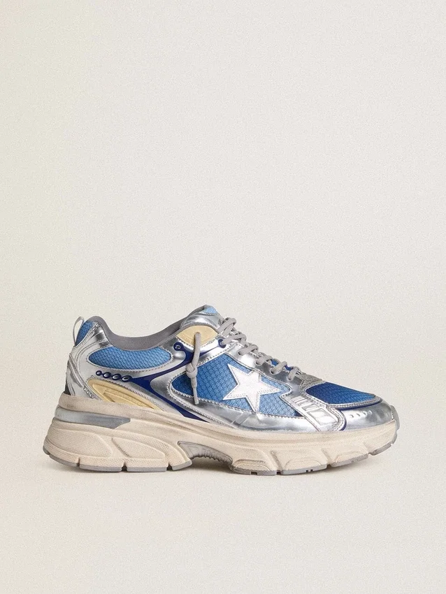 Lightstar da uomo in rete azzurra con stella in TPU bianca e inserti argentati a base biologica