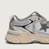 Lightstar da uomo in rete grigia e pelle nappa argentata con stella in TPU grigia